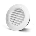 PartsExtra 4inch Air Vent, Round Soffit Vent ABS Louver Outlet Grille Cover with Fly Screen Mesh for Walls and Ceilings, Kitchen, Bathroom, Cabinet,Office Ventilation (4 inch)