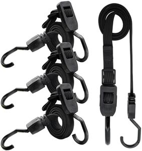 XSTRAP STANDARD 4PCS Adjustable Flat Bungee Cords with Hooks 40 Inch, Heavy Duty Rubber Long Bungee Straps for Outdoor, Camping, Truck, Tarps, Bike Rack, Tent, and Cargo