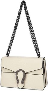 GLOD JORLEE Trendy Chain Crossbody Shoulder Bags for Women - Luxury Leather Satchel Bag Evening Clutch Purse Handbags (001-off white), 001-off White, Large