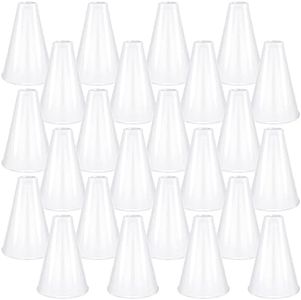 Deekin 24 Pieces Cheer Megaphone Fun Noisemaker Toys White Bull Horn Loud Speaker DIY Plastic Megaphone Director Megaphone Prop for Party Favors Sports Match Game Outdoor Activities