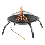 KCT Round Garden Fire Pit Bowl with Lid Includes Poker