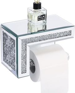 Toilet Paper Holder, Bathroom Wall Mounted Toilet Paper Roll Holder, Silver Diamond Mirrored Bathroom Accessories