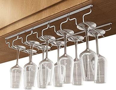 V3VOGUE Soportes para Copas De Vino De Metal, 3/4/5/6 Filas Estante Colgar Copas De Vino con Tornillos, Bastidor De Copas, Soporte para Colgar Copas De Vino para Gabinetes Y Mostradores De Bar