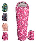 Sleeping Bag For Kids Camping Gear Travel Essential Insulated Warm Lightweight Hiking Indoor Outdoor All Season Spring Summer Fall YMER ((130+25) x 60/40 cm, Unicorn)