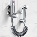 Muslim Shower for Toilet Douche Kit, Mini Bidet Thermostatic Shower Mixer with Bidet Sprayer for Toilet, Bidet Sprayer Kit Bidet Douche Chrome, 45mm Centres Vertical Muslim Shower Mixer Kit Silver