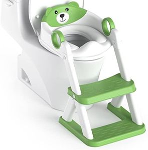 Rabb 1st Potty Training Seat, Upgrade Toddler Toilet Seat for Kids Boys Girls, 2 in 1 Potty Training Toilet, Splash Guard Anti-Slip Pad Step Stool