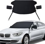 EcoNour Windshield Snow Cover for Cars | Upgraded Winter Windshield for Ice Removal | Black (69" x 42" inches)