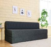 uberlyfe 3 Seater Sofa Cum Bed | Jute Fabric Washable Cover | Dark Grey | 6' X 6' Feet