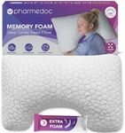 PharMeDoc Adjustable Shredded Memory Foam Pillow - Neck Pillow, Orthopedic & Ergonomic Curved Neck Support (Refillable Memory Foam), 1 Pack, Bed Pillow - Shoulder Pain Relief