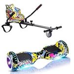 WEELMOTION HIPHOP Hoverboard with Hoverboard Go Kart Attachment, 6.5" Hoverboard for all ages with Shining Wheels and Vibrant Lights, with speaker and UL2272 Certified self Balancing Scooter, free Hover Board Bag