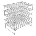 Cooling Rack, P&P CHEF 5-Tier Stainless Steel Stackable Baking Cooking Racks for Cooling Roasting Grilling, Collapsible & Heavy Duty, Oven & Dishwasher Safe - 15’’x10’’