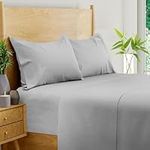 BAMPURE 100% Organic Bamboo Sheets King Set - 6PC Breathable Cooling Deep Pocket King Size Bed Sheets - Ensemble Draps Lit King Bambou - Luxury Bedding Set Fitted Sheet & Pillowcases (Light Grey)
