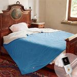 Electric Blanket King Size 100''X90'' - Heated Blanket with Dual Control Fast Heating 9 Heating Levels & 10 Hours Auto Off,ETL Certified Machine Washable (Blue)