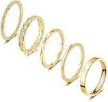 Honsny 14K Gold Rings Stacking Rings for Women Stackable Silver Rings Thin Rose Gold Band Ring Set Simple Midi Thumb Finger Ring Size 4-11, 11, Brass, No Gemstone