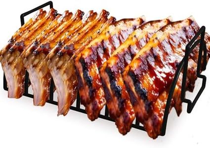 Kona Rib Racks For Grilling And Smoking - Easy To Clean Reversible Non-Stick BBQ Smoker Rib Rack For Smoking Up To 6 Full Racks Of Ribs, Perfect Smoker Accessories Gifts for Men