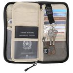 ZOPPEN RFID Travel Passport Wallet & Documents Organizer Zipper Case with Removable Wristlet Strap, #01 Black, One Size, Casual