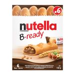 NUTELLA B-READY, Snack Bars, Crunchy wafer filled with delicious NUTELLA, 6 bars per pack, 132 g