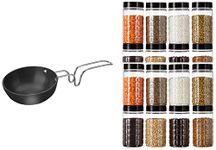 Amazon Brand - Solimo Aluminium Hard Anodized Small Tadka Pan (9.4Cm) Spice Jar, 200 Ml, Set of 8, Black