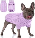 AOFITEE XL Dog Sweater, Knitted Dog Christmas Sweater for Dogs Girls Boys, Cold Weather Turtleneck Dog Knitwear, Classic Solid Color Sweatshirt for Small Medium Dogs Cats, XL Purple