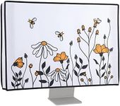 kwmobile Computer Monitor Cover Compatible with 27-28" Monitor - Bees and Flowers Black/Orange/White