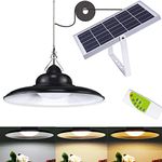 New Version Solar Pendant Light, Awanber Outdoor Indoor High Brightness 3 Colors Temperature Outdoor Solar Light Waterproof LED Solar Gazebo Lamp with Remote Used for Shed, Patio, Garden, Balcony,Roof