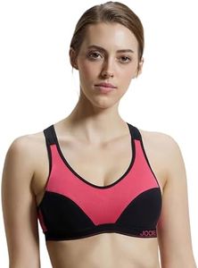 Jockey Women's Cotton Padded Wirefree Active Bra 1378_Ruby & Black_XXL