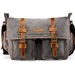 GEARONIC 14" 15" 17" Men's Messenger Bag Laptop Satchel Vintage Shoulder Military Crossbody ? (17 inch, Slate)