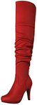 DREAM PAIRS Women's Sarah-HI Red Fashion Over The Knee Chunky High Heel Thigh High Boots Size 7 B(M) US