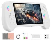 RG557 Retro Handheld Game Console , 5.48 Inch AMOLED Screen Handheld Emulator Preloaded 4423 Games Android 14 System Dimensity 8300 Processor Support WiFi 6E Bluetooth 5.3(White)