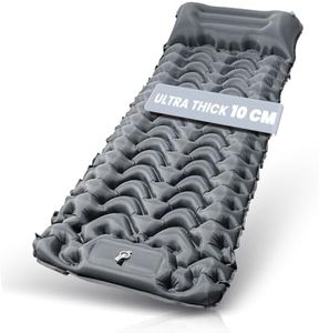 HIKENTURE Camping Mattress Sleeping Mat, Inflatable Backpacking Sleeping Pad Camping Mat with Built-in Foot Pump, Protable Lightweight Camping Bed Air Mattress for Camping & Hiking Equipment (Grey)