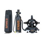 SMACO Mini Scuba Tank With Full Face Diving Mask,S400 Pro 1L Portable Mini Diving Tank Reusable Pony Bottle With 15-20 Minutes Diving Cylinder For Underwater Exploration Rescue