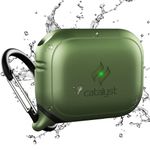 Catalyst Waterproof Case for AirPods Pro (1st and 2nd Gen), Carabiner, Faster Wireless Charging, One-Piece Design, High Drop Protection, Scratch and Dust Resistant, Soft-Touch Stealth - Army Green