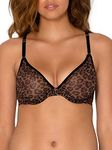 Smart & Sexy Women's Sheer Mesh Demi Underwire Bra, Classic Leopard, 36D