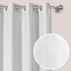 Zahari Home Aztek Jaquard Pattern Polyester Top Grommet Room Darkening Window Curtain Drapes for Living Room Bedroom Decor, 54"x84", Single Panel, White