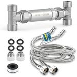 Crispaire Replacement 304 Stainless Steel Sensor Valve Kit for Instant Hot Water Recirculating Pump System, Includes Valve & 2 x 20-in PEX Supply Lines for Potable Water & Adaptors & Teflon Tape