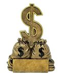Decade Awards Dollar Sign Trophy - Sales or Fundraising Award - Gold Bag of Money Trophy - 6 Inch Tall - Customize Now
