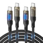 SooPii 240W USB C to USB C Cable[10ft 2-Pack],Fast Charging USB C Cable with LED Display for MacBook Pro,lPhone15/15Pro/15ProMax,Galaxy S23+/S23 Ultra/S22 Ultra,etc,Transparent Shell,(Black)