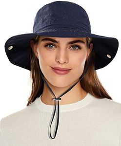 SHINCHIC Waterproof Bucket Rain Hat for Women Wide Brim Summer UPF50+ Cowboy Sun Hat Men Foldable Soft Floppy Beach Fishing Hat, Navy Blue, One Size