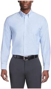 Van Heusen mens Dress Shirt Regular Fit Oxford Solid, Blue, 19.5"-20" Neck 36"-37" Sleeve