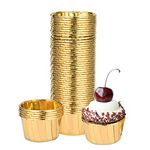 Foil Cupcake Liners 100Pcs Gold Cupcake Cases Foil Baking Cups Muffin Wrappers Holiday Party Food Grade Cupcake Liners Cups for Cake Balls,Muffins,Cupcakes,Candies Wedding Party Birthday (Gold)