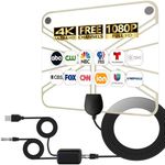 Indoor TV Antenna for Local Channels- 4K HD Amplified Digital HDTV Antenna with Signal Booster - 360° Long Reception TV Aerial Support All Types TV