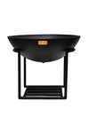 Ivyline Round Cast Iron Black Firebowl with Geometric Stand - UV Stable, Frost Proof & Durable - Contemporary Stylish Outdoor Firepit - H45cm x W56cm