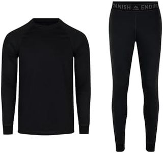 DANISH ENDURANCE Thermal Underwear Mens & Womens, Base Layer Set, Recycled, Long Johns and Long Sleeve Top, Bottom & Top, Unisex, Black, L