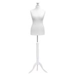 White Female Tailors Mannequin Display Bust Dummy FOR Dressmakers Fashion Students With A White Wood Base (Size 40/42, UK 12/14)