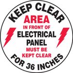 Accuform MFS840 Slip-Gard Adhesive Vinyl Round Floor Sign, Legend"Keep Clear - Area in Front of Electrical Panel Must BE Kept Clear for 36 INCHES", 8" Diameter, Red/Black on White