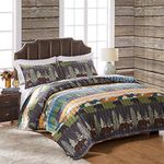 Greenland Home GL-1608EMSQ 3 Piece Black Bear Lodge Quilt Set, Full/Queen