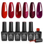 Beetles Red Gel Nail Polish Set Poinsettia Collection Dark Red Burgundy Red Valentine's Day Red Glitter Gel Polish Soak Off UV LED Nail Lamp Gel Nail Kit Nail Art Manicure Kit Gifts for Women