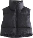 Songling Women's Winter Crop Vest Sleeveless Zip Up Stand Collar Lightweight Puffer Padded Vest