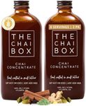 The Chai Box Sweetened Chai Tea Concentrate - Vegan, Gluten Free Chai Concentrate | 16 Ounce (Pack of 2) | Hot or Iced Black Tea Concentrate, Small Batch with Whole, Premium Spices