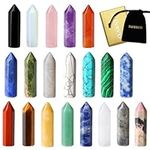 XIANNVXI 20 Pcs Healing Crystals Set Crystals Gemstones Wands Bulk Reiki Crystal Gifts Polished Stones Crystal Points for Beginners Collection Meditation